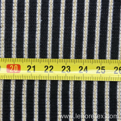 Metallic Polyester Stretch Knit Yarn Dyed Rib Fabric